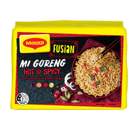 Maggi Fusian Mi Goreng Hot And Spicy Flavour Noodles 5 Pack | 365g