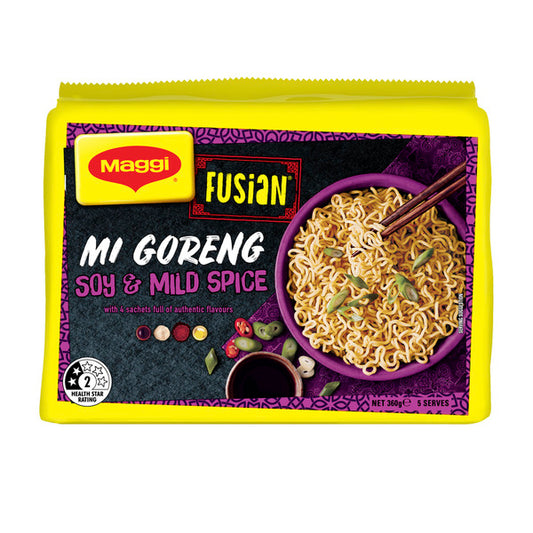 Maggi Fusian Mi Goreng Soy And Mild Spice Flavour Noodles 5 Pack | 360g