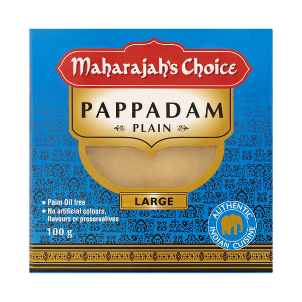 Maharajah's Choice Large Plain Pappadams | 100g