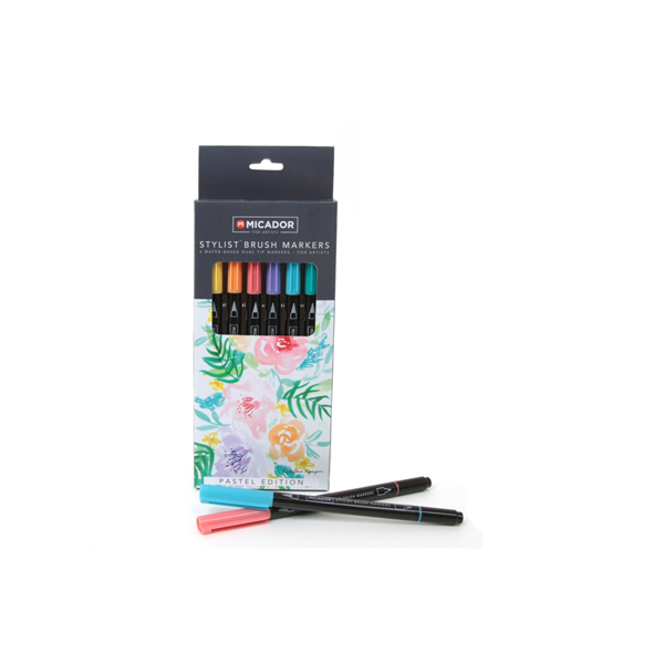 Micador For Artists Stylist Brush Markers - Pastel Pack 6