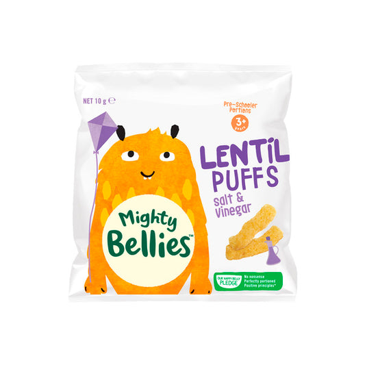 Mighty Bellies Lentil Puffs Salt & Vinegar Flavoured | 10g x 2 Pack