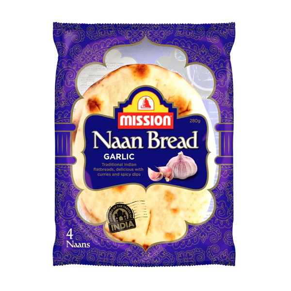 Mission Garlic Herb Naan 4 Pack | 280g