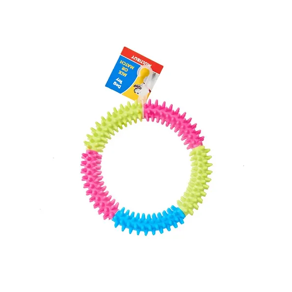 Mix Or Match 12 Rainbow Spiky Ring Dog Toy 15cm