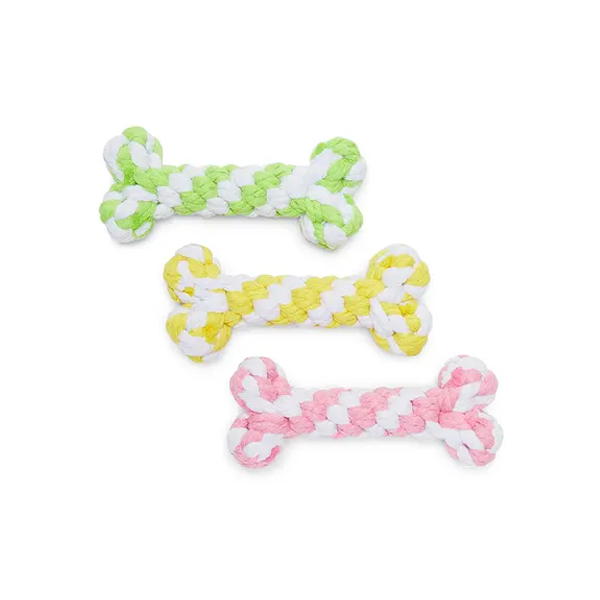 Mix Or Match 12 Rope Bone Two Tone Dog Toy Assorted 15cm