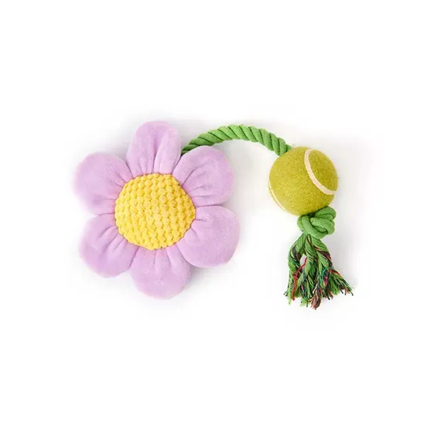 Mix Or Match 20 Flower With Tennis Ball Dog Toy Purple 37cm
