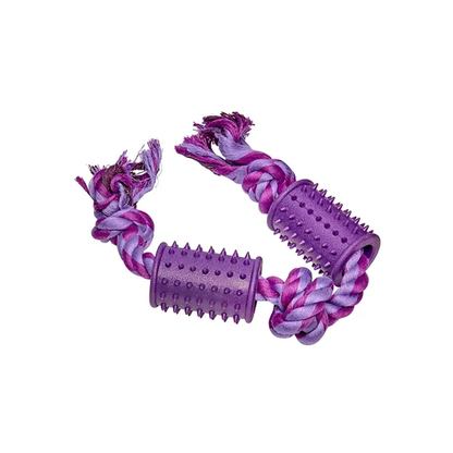 Mix or Match 20 3 Knot Rope With TPR Dog Toy Purple