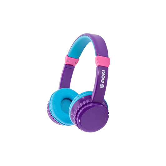Moki Play Safe Bluetooth Volume Limited Kids Headphones (Purple/Aqua)