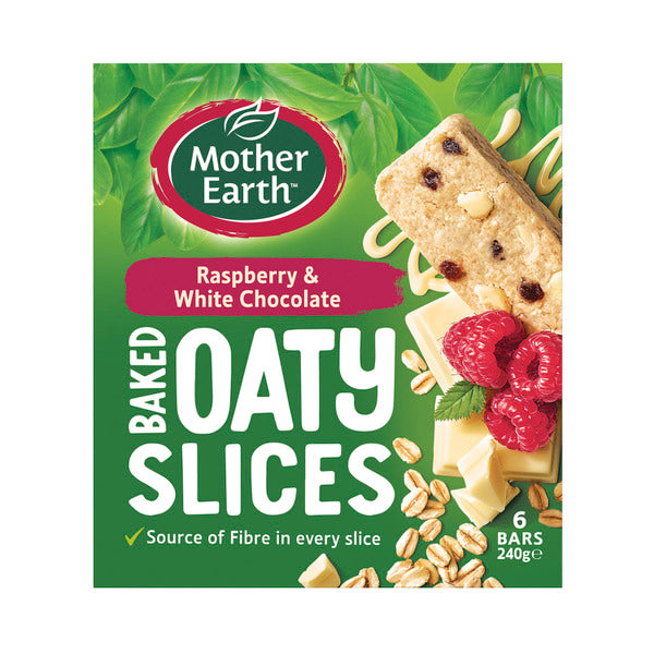 Mother Earth Raspberry & White Chocolate Baked Oaty Slice | 240g