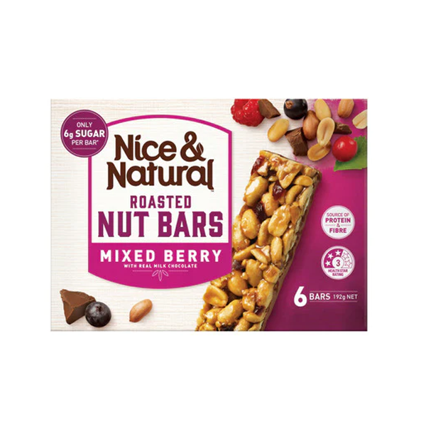 Nice & Natural Mixed Berry Roasted Nut Bars 6 pack | 192g