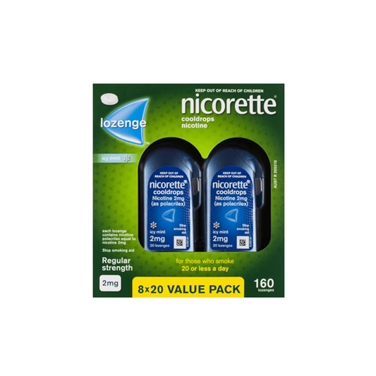 Nicorette Quit Smoking Cooldrops Icy Mint 2mg 160 Nicotine Lozenges