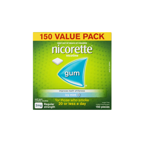 Nicorette Quit Smoking Nicotine Gum 2mg Icy Mint 150 Pieces Value Pack