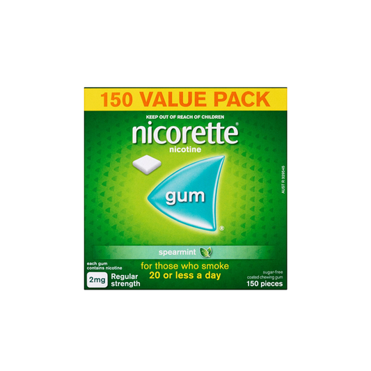 Nicorette Quit Smoking Nicotine Gum 2mg Spearmint 150 Pieces Value Pack