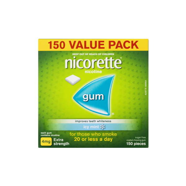 Nicorette Quit Smoking Nicotine Gum 4mg Icy Mint 150 Pieces Value Pack