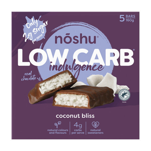 Noshu Low Carb Coconut Bliss Indulgence Bars | 160g