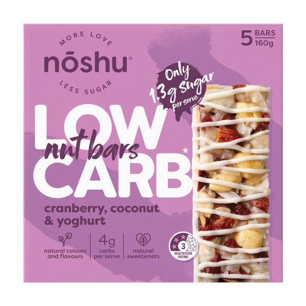Noshu Low Carb Cranberry Coconut & Yoghurt Nut Bar | 160g