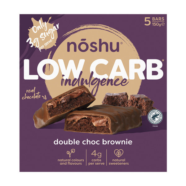 Noshu Low Carb Double Choc Brownie Indulgence Bars | 150g