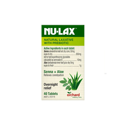 Nu-Lax Natural Laxative with Prebiotic Senna & Aloe 40 Tablets