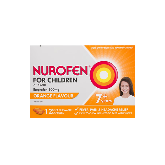 Nurofen for Children 7+ Years Orange 12 Soft Chewable Capsules