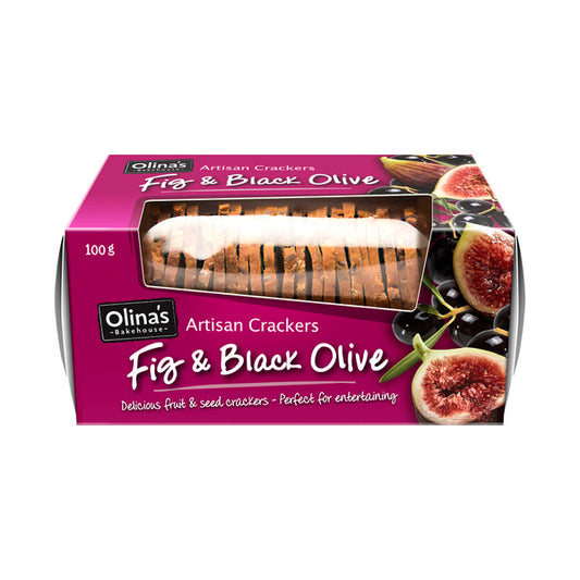 Olina's Artisan Cracker Biscuits Fig & Black Olive | 100g