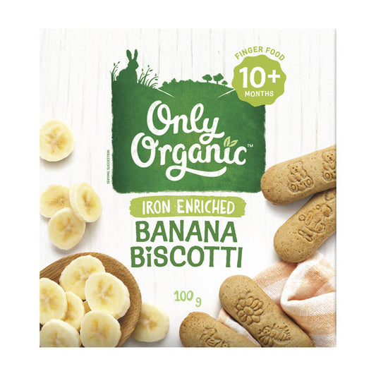Only Organic Banana Biscotti | 100g x 2 Pack