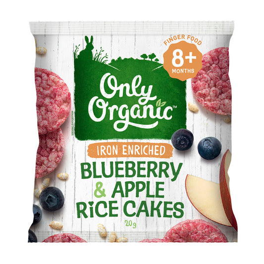 Only Organic Blueberry & Apple Rice Cakes 8+ Months | 20g x 2 Pack