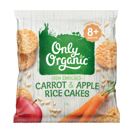 Only Organic Carrot Apple Rice Cakes | 20g x 2 Pack