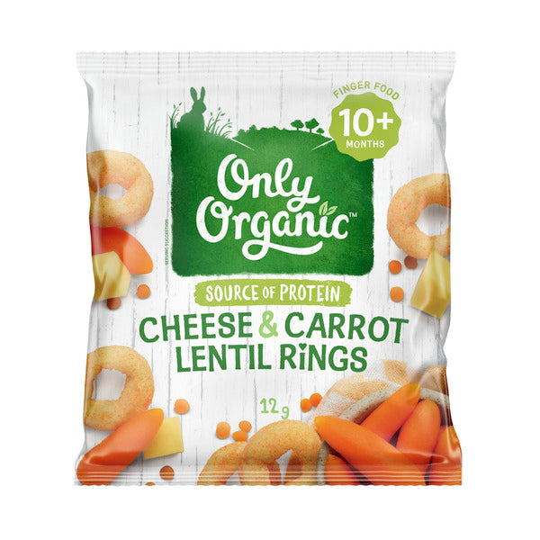 Only Organic Cheese & Carrot Lentil Rings 10+ Months | 12g x 2 Pack
