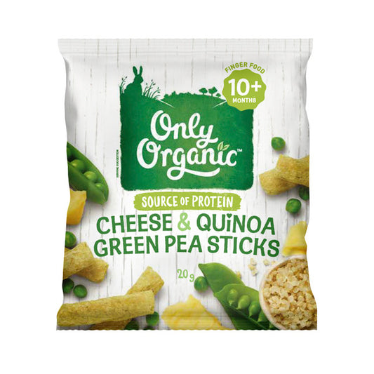 Only Organic Cheese & Quinoa Green Pea Sticks 10M+ | 12g x 2 Pack