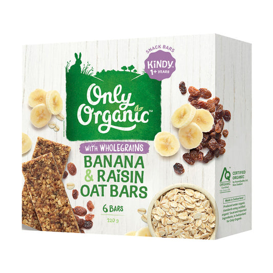 Only Organic Kindy Banana & Raisin Oat Bars | 120g x 2 Pack