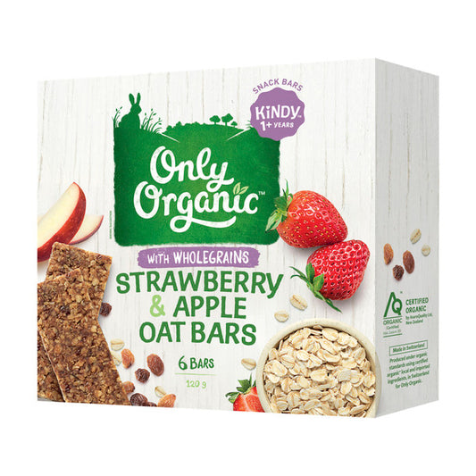 Only Organic Kindy Strawberry & Apple Oat Bars | 120g x 2 Pack