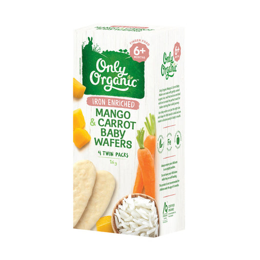 Only Organic Mango & Carrot Baby Wafers 6+ Months | 4 pack x 2 Pack