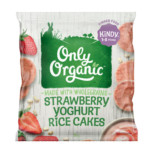 Only Organic Strawberry Yoghurt Rice Cakes | 30g x 2 Pack