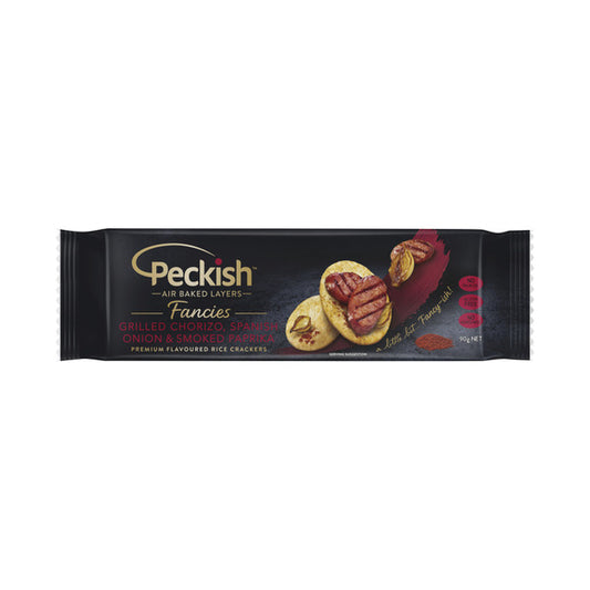 Peckish Fancies Rice Crackers:Grilled Chorizo Spanish Onion Smoked Pap | 90g