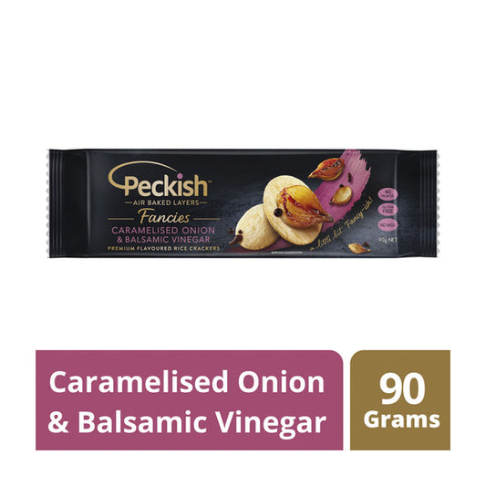 Peckish Gluten Free Fancies Caramelised Onion & Balsamic Vinegar Rice Crackers | 90g