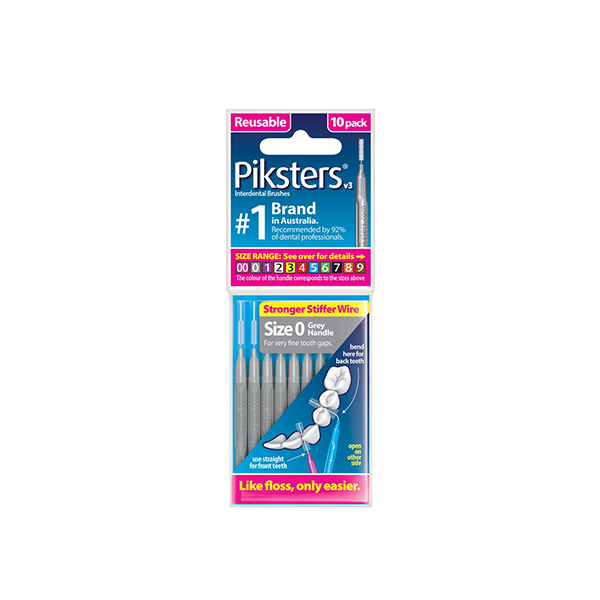 Piksters Interdental Brushes Grey Size 0 | 10 pack