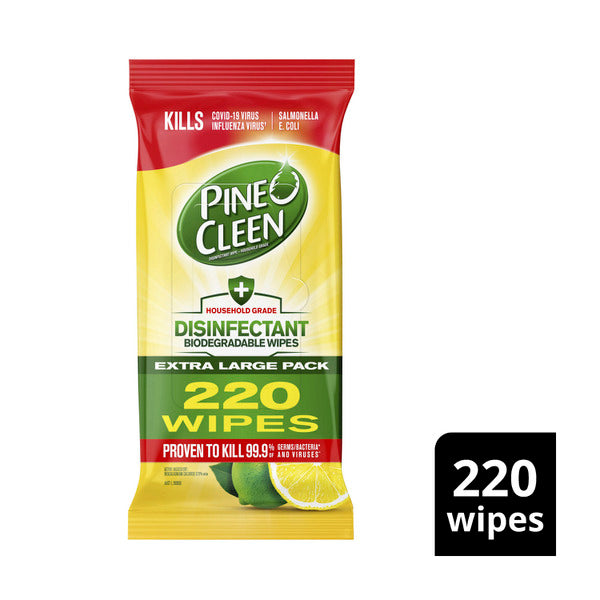 Pine O Cleen Disinfectant Wipes Lemon | 220 pack