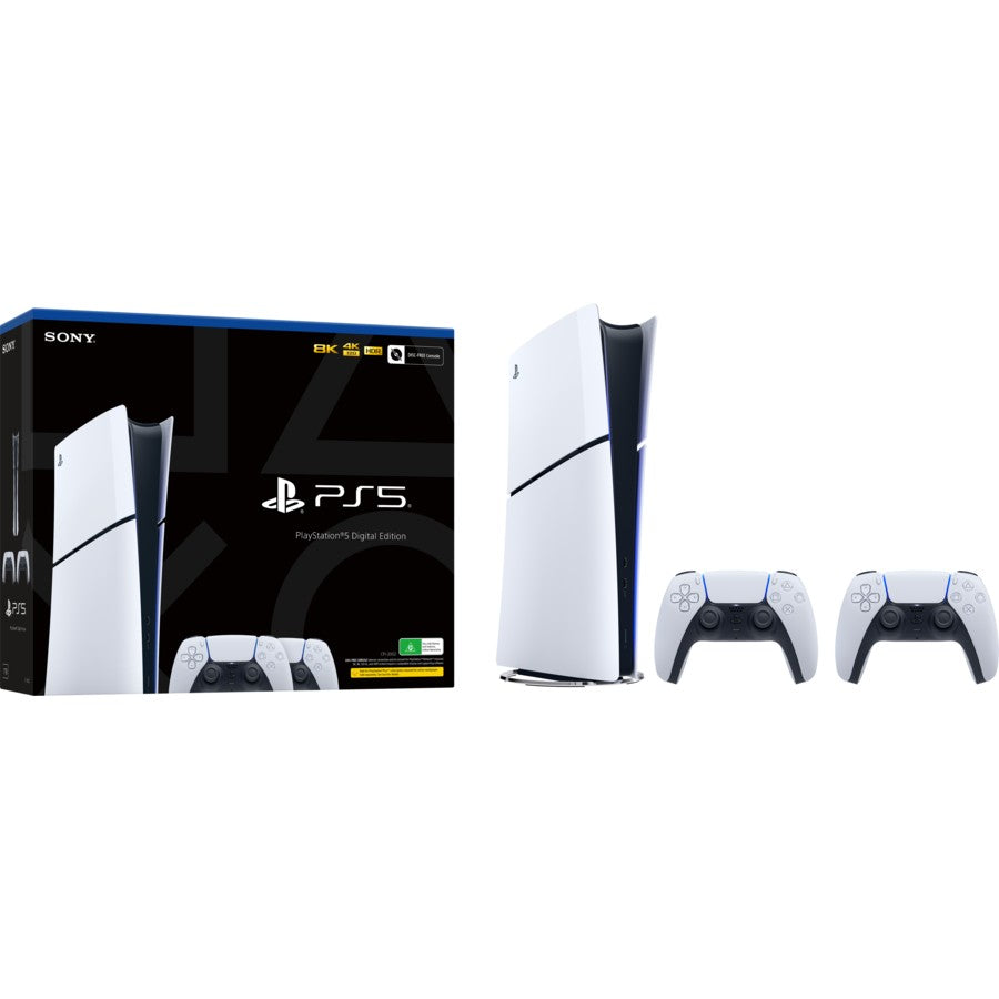 PlayStation 5 Digital Edition Slim Console with Two DualSense Wireless Controllers Bundle