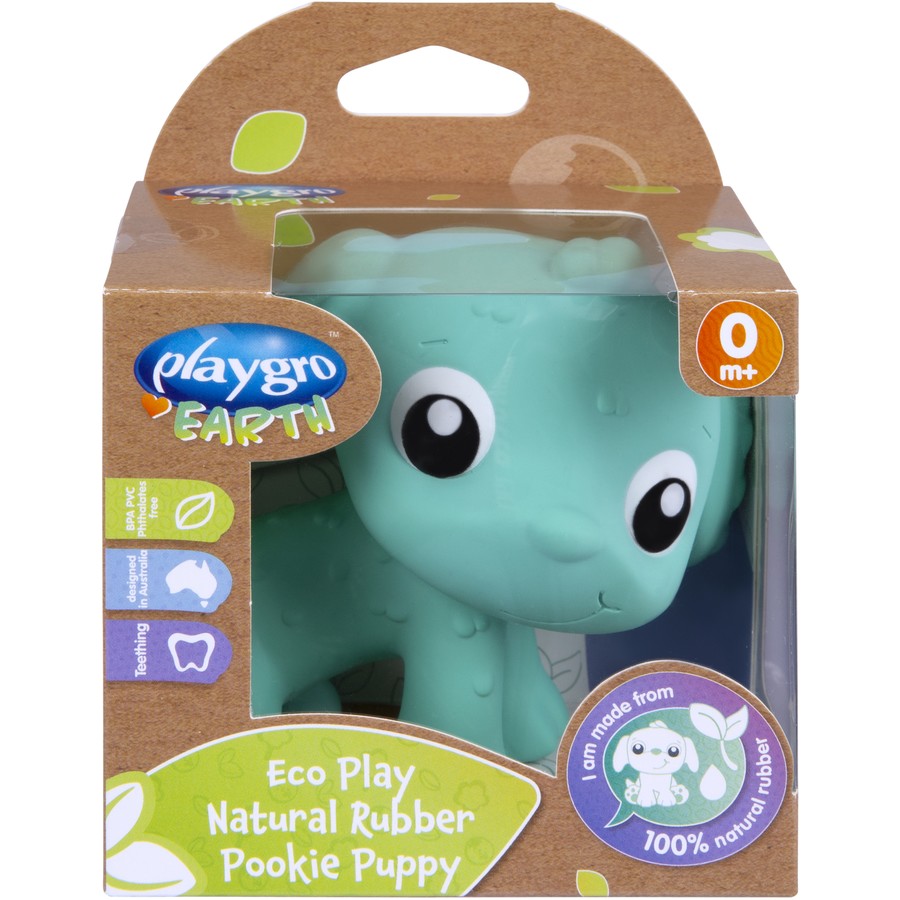 Playgro Eco Play Natural Rubber Pooky Puppy - Turquoise