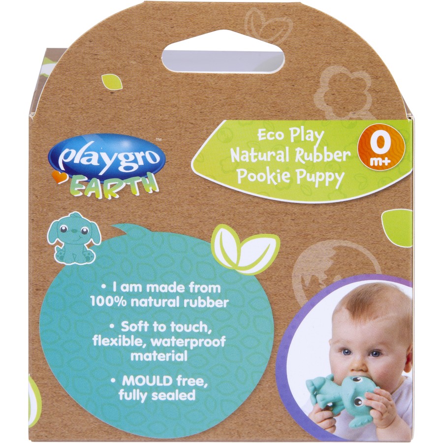 Playgro Eco Play Natural Rubber Pooky Puppy - Turquoise