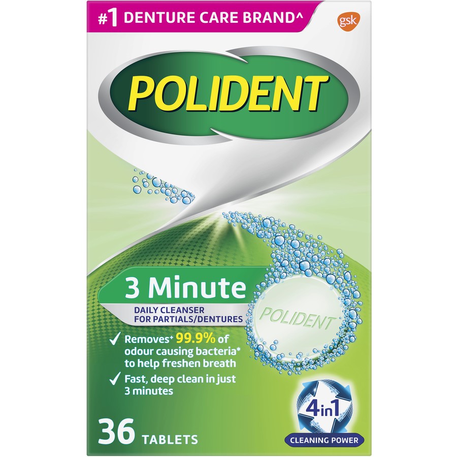 Polident Denture Cleanser Fresh Active Express Tablets 36