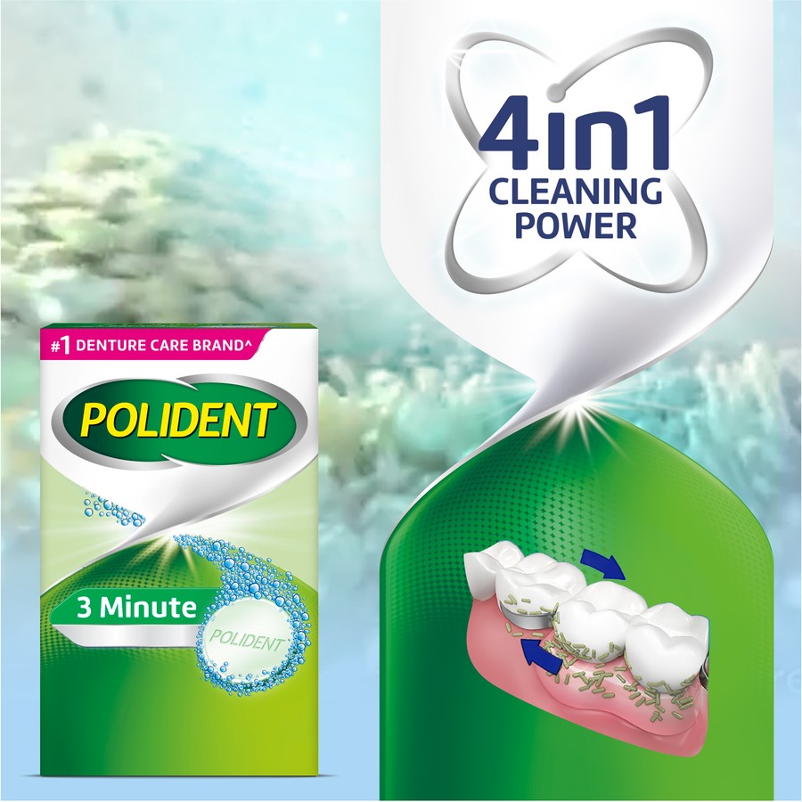 Polident Denture Cleanser Fresh Active Express Tablets 36