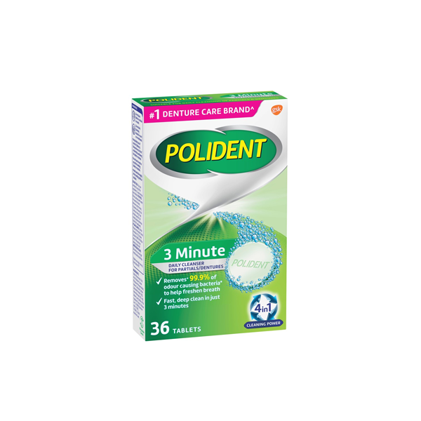 Polident Denture Cleanser Fresh Active Express Tablets 36