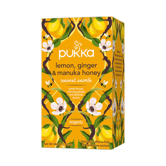 Pukka Lemon Ginger & Manuka Honey Tea Sachets 20 pack | 40g