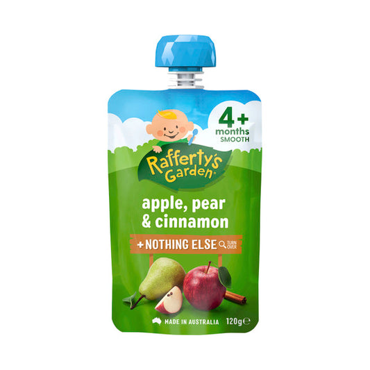 Rafferty's Garden Apple Pear & Cinnamon and Nothing Else Baby Food Puree Pouch 4+ Months | 120g x 2 Pack