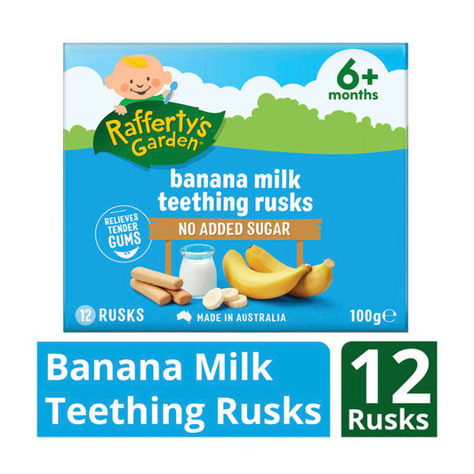 Rafferty's Garden Banana Milk Teething Rusks Baby Food 6+ Months | 100g x 2 Pack