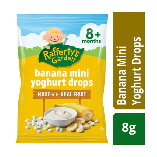 Rafferty's Garden Banana Mini Yoghurt Drops Baby Food Snack 8+ Months | 8g x 2 Pack