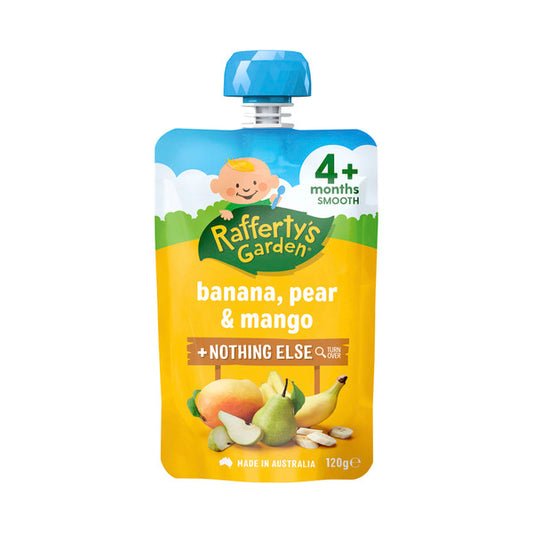 Rafferty's Garden Banana Pear & Mango Baby Food Puree Pouch 4+ Months | 120g x 2 Pack