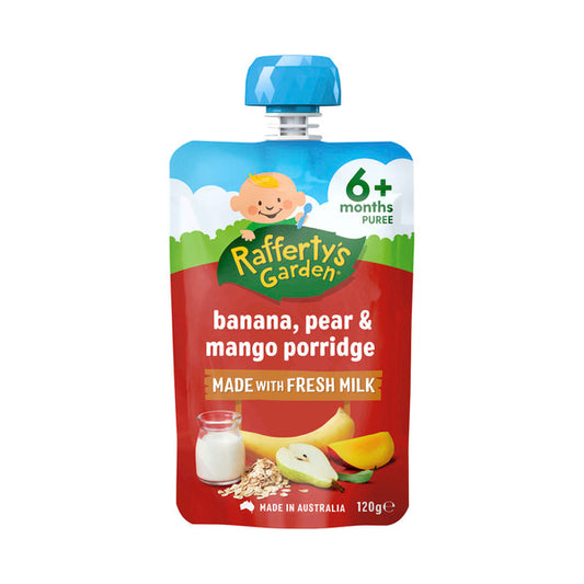 Rafferty's Garden Banana Pear & Mango Porridge Baby Food Pouch 6+ Months | 120g x 2 Pack