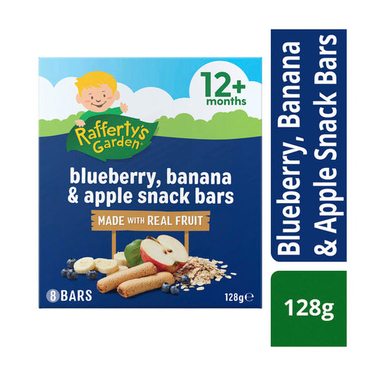 Rafferty's Garden Blueberry Banana & Apple Snack Bars Real Fruit Baby Food 8 Pack 12+ Months | 128g x 2 Pack