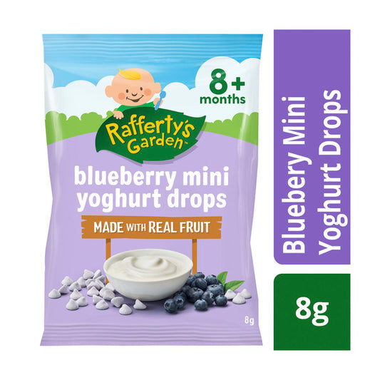 Rafferty's Garden Blueberry Mini Yoghurt Drops Baby Food Snack 8+ Months | 8g x 2 Pack